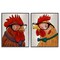 Stupell Industries Quirky Hipster Roosters 2pc Framed Giclee Set Design by Marcus Prime